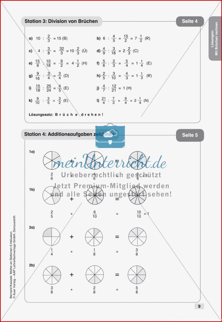 Mathe an Stationen Inklusion Mit Brüchen rechnen