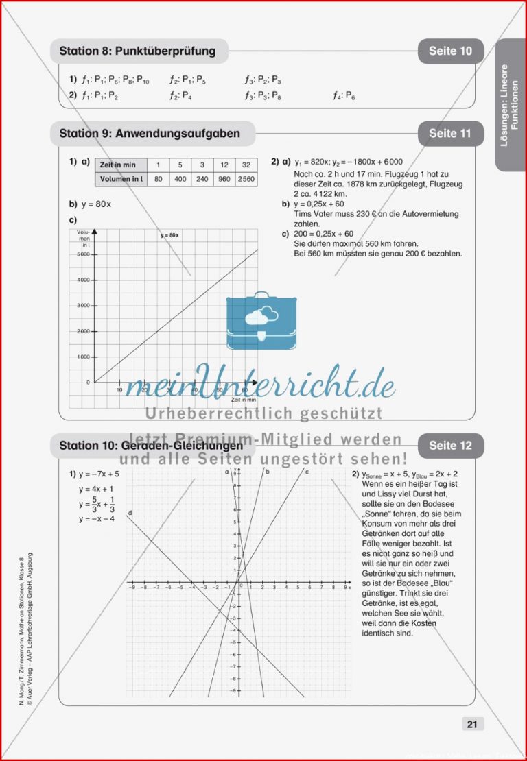 Mathe an Stationen Lineare Funktionen meinUnterricht