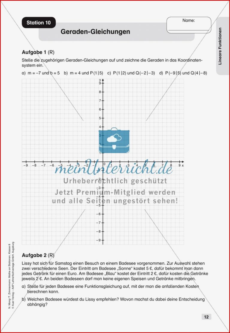 Mathe an Stationen Lineare Funktionen meinUnterricht