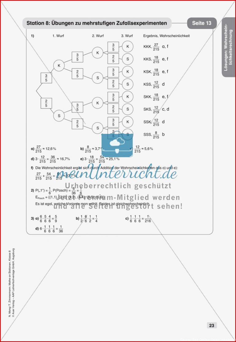 Mathe an Stationen Wahrscheinlichkeitsrechnung