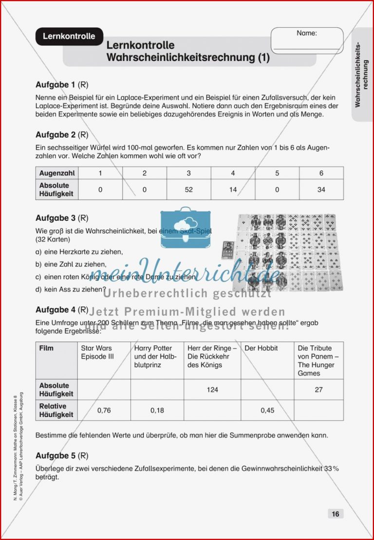 Mathe An Stationen Wahrscheinlichkeitsrechnung