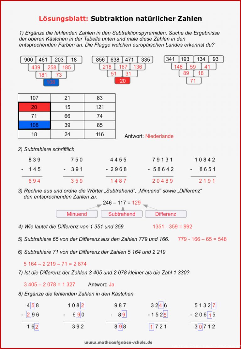 Mathe Arbeitsblätter