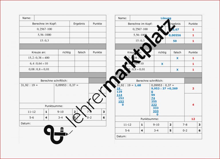 Mathe Arbeitsblätter Der 6 Klasse Die Brüche In