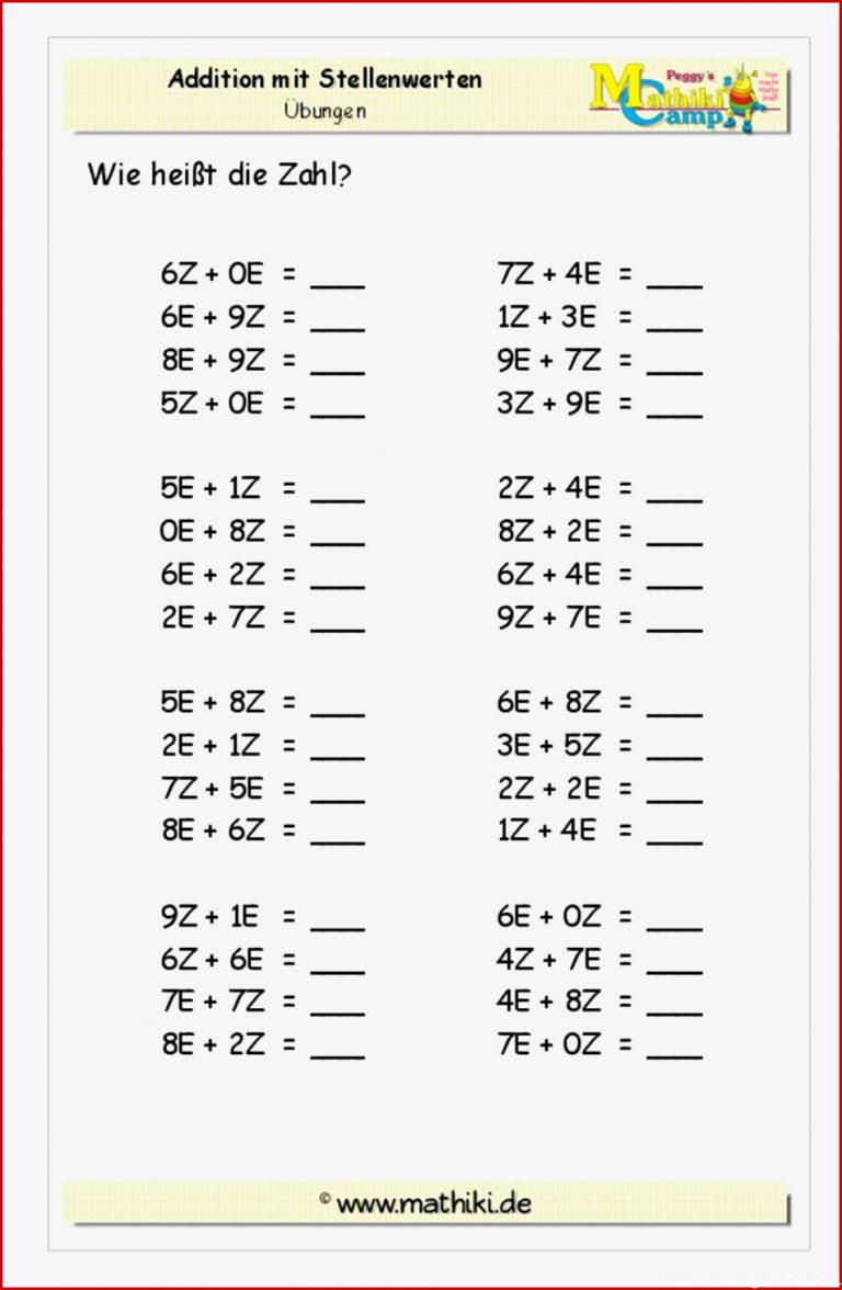 Mathe Arbeitsblätter Klasse 2 Malaufgaben Worksheets