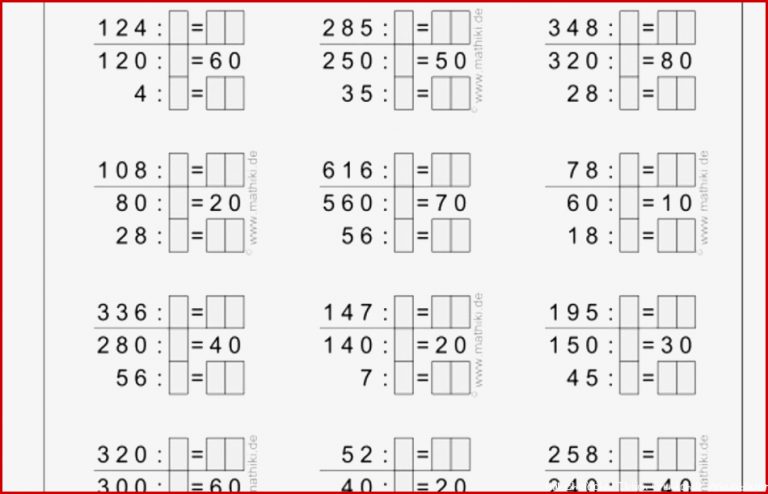 Mathe Arbeitsblätter Klasse 4 Division Carl Winslow