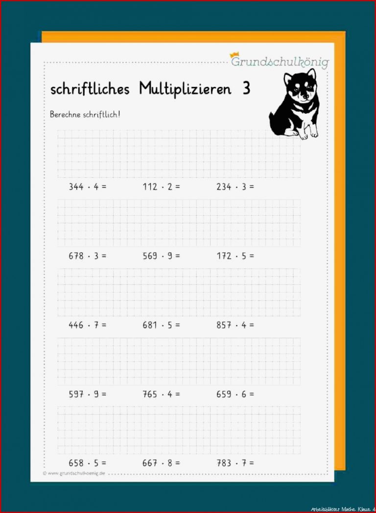 Mathe Arbeitsblätter Klasse 4 Schriftliche Multiplikation