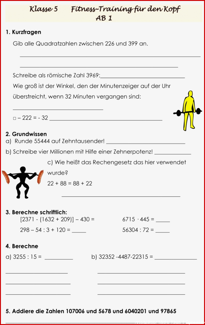 Mathe Arbeitsblätter Klasse 5 Gymnasium Worksheets