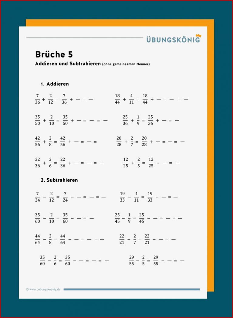 Mathe Arbeitsblätter Klasse 6 Brüche Ad ren Und