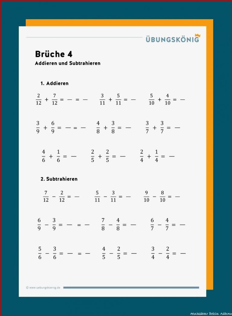 Mathe Arbeitsblätter Klasse 6 Brüche Ad Ren Und