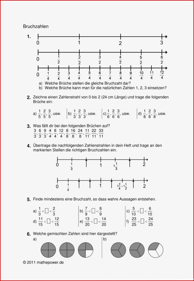 Mathe Arbeitsblätter Klasse 6 Brüche Zahlenstrahl Sharon