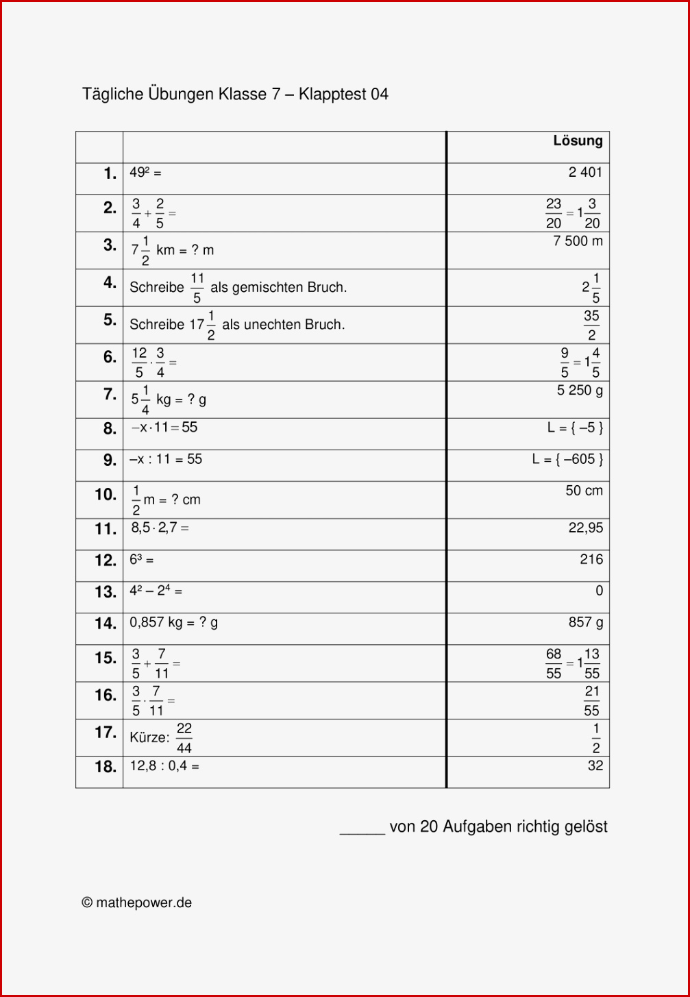 Mathe Arbeitsblätter Rationale Zahlen Klasse 7 Worksheets