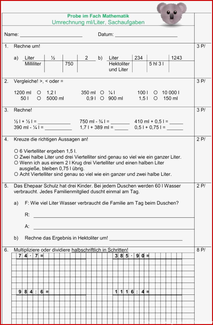 Mathe aufgaben klasse 4