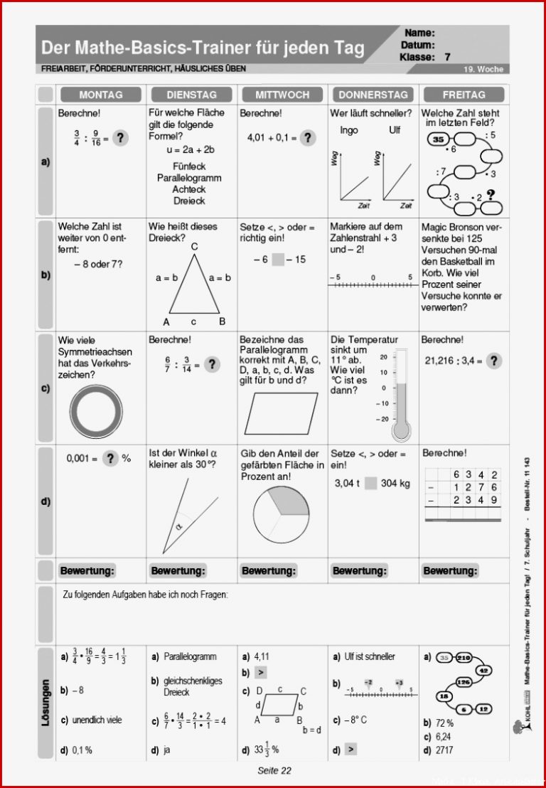 Mathe Basics Trainer Klasse 7 PDF ab 12 J 56 S