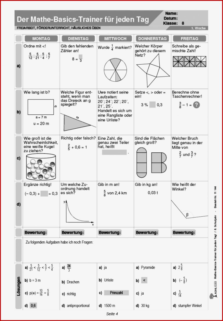 Mathe Basics Trainer Klasse 8 Pdf Ab 13 J 56 S