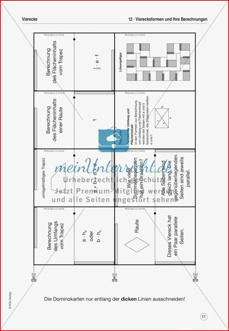 Mathe Dominos Geometrie Dreiecke Vierecke differenziert