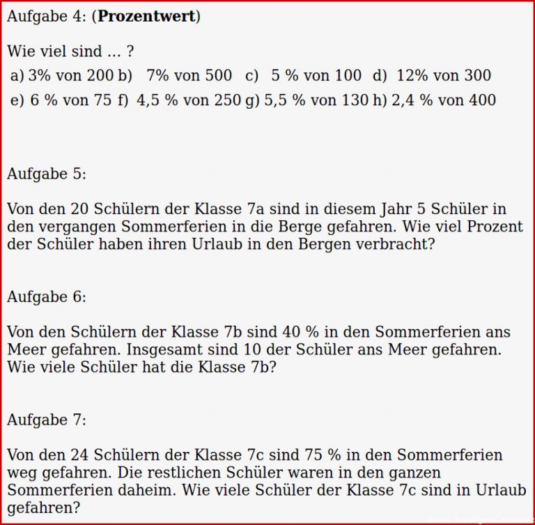 Mathe ist Einfach Aufgaben Prozentrechnung Blatt 1