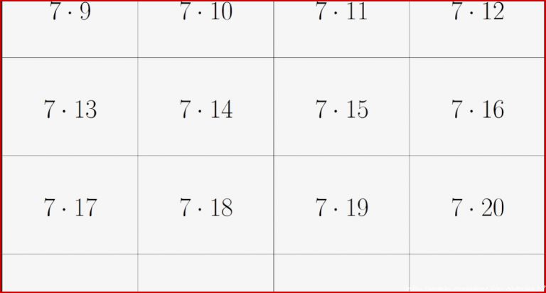 Mathe ist Einfach Großes 1x1 Als Karteikarten Zum Ausdrucken