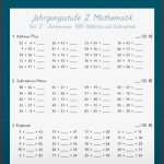 Mathe Jahrgangsstufentest Zum Stoff Der 2 Klasse