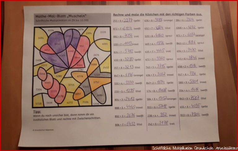 Mathe Mal Blatt Schriftliche Multiplikation üben