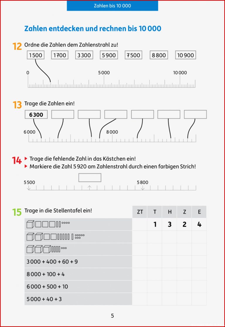 Mathe trainieren 4 Klasse Zahlen entdecken und rechnen bis 10 000