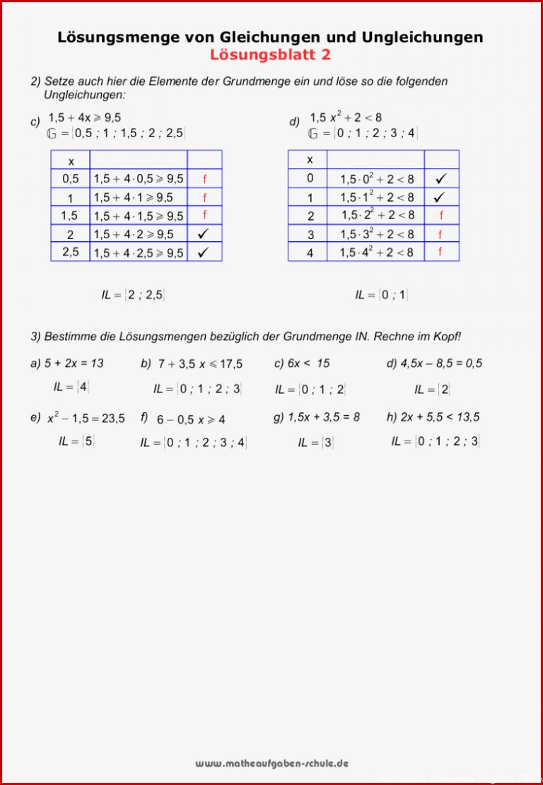 Mathe üben Gleichungen