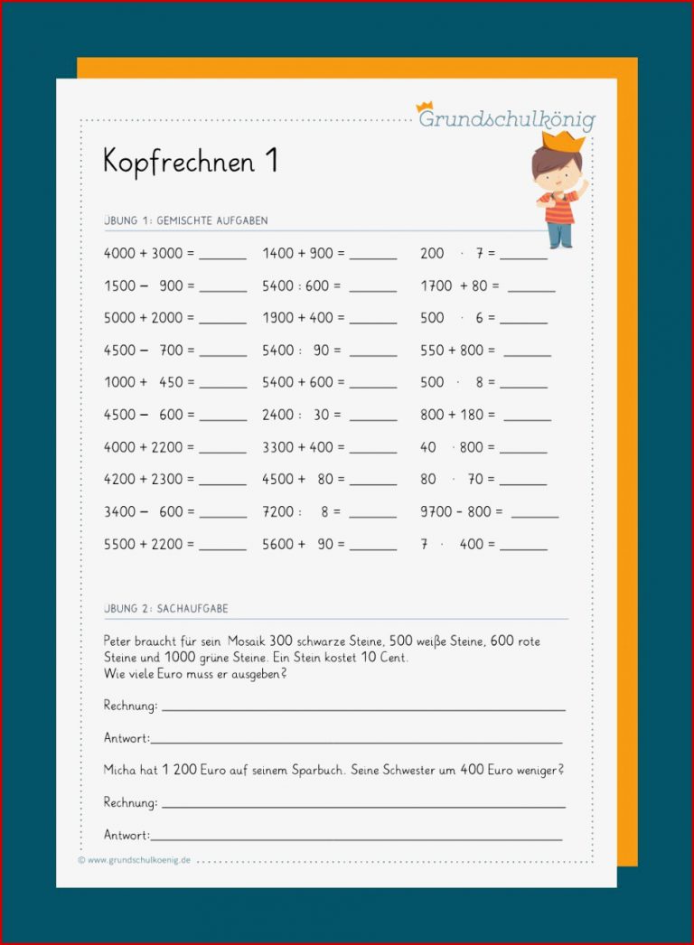 Mathe Übungen 4 Klasse Grundschule Kostenlos