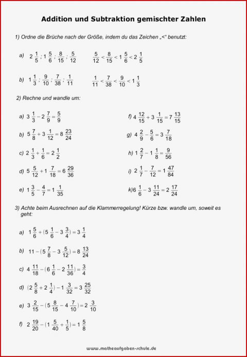 Mathe Übungen Bruchrechnen