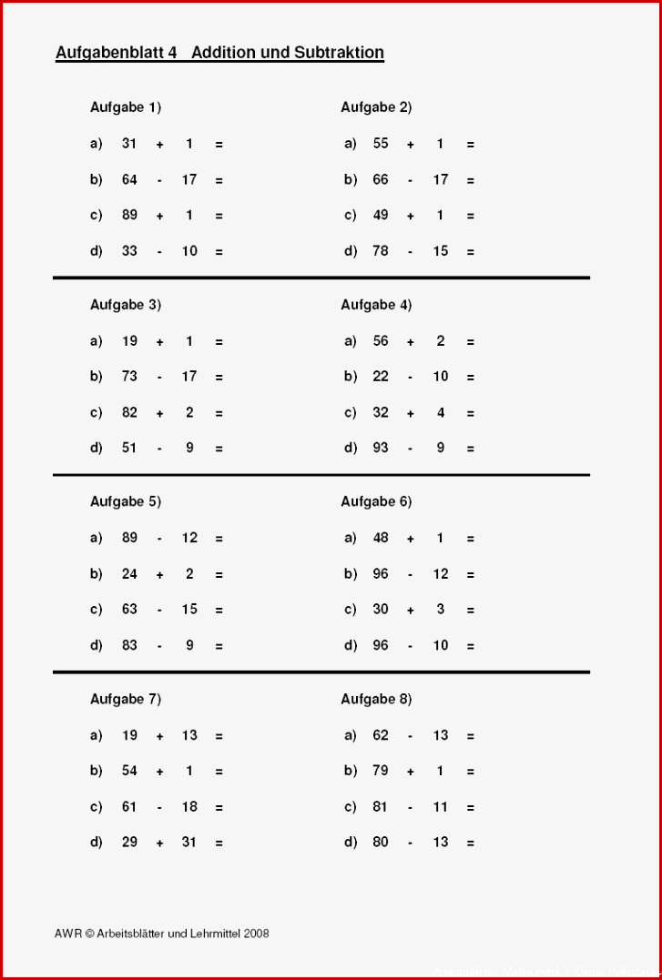 Mathe Übungsblätter 1 Klasse Zum Ausdrucken