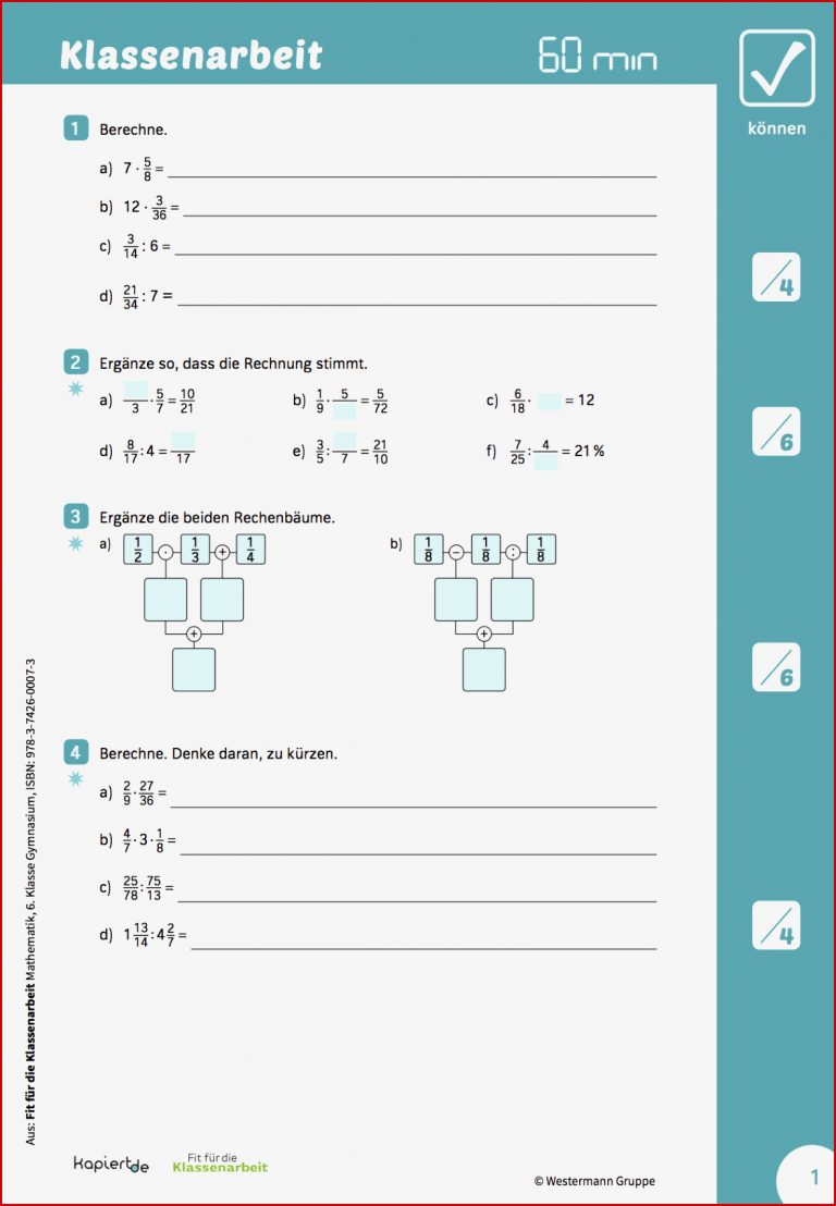 Mathearbeit: Bruch- und Dezimalzahlen | Klassenarbeiten mathe ...