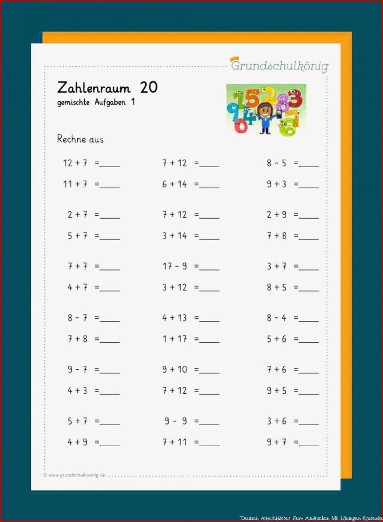 Matheaufgaben 1 Klasse Ausdrucken Gratis Matheaufgaben