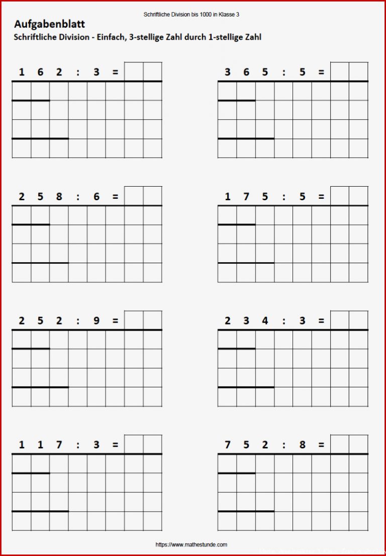 Matheaufgaben 5 Klasse Zum Ausdrucken Division