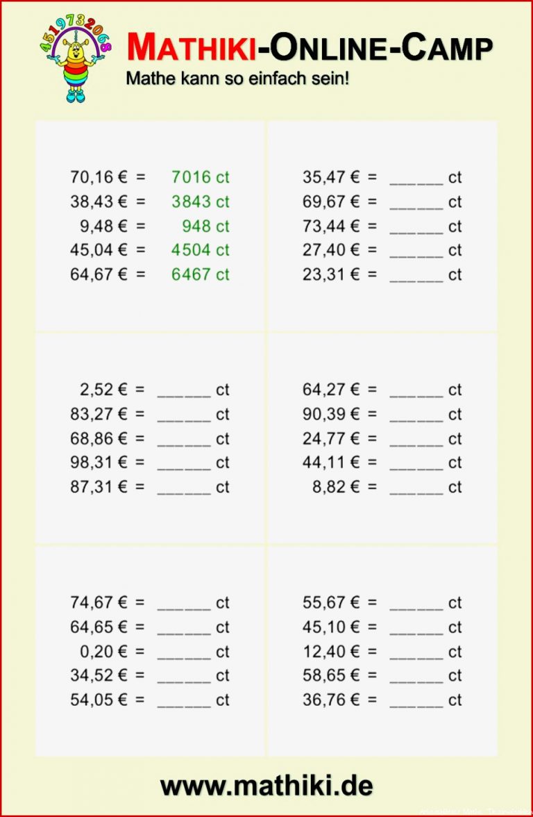 Mathematik Arbeitsblätter Klasse 6 Worksheets