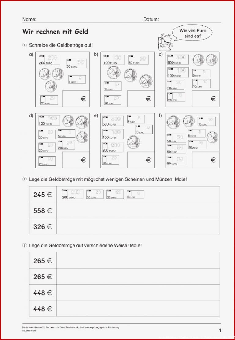 Mathematik · Arbeitsblätter · Sonderpädagogik · Lehrerbüro