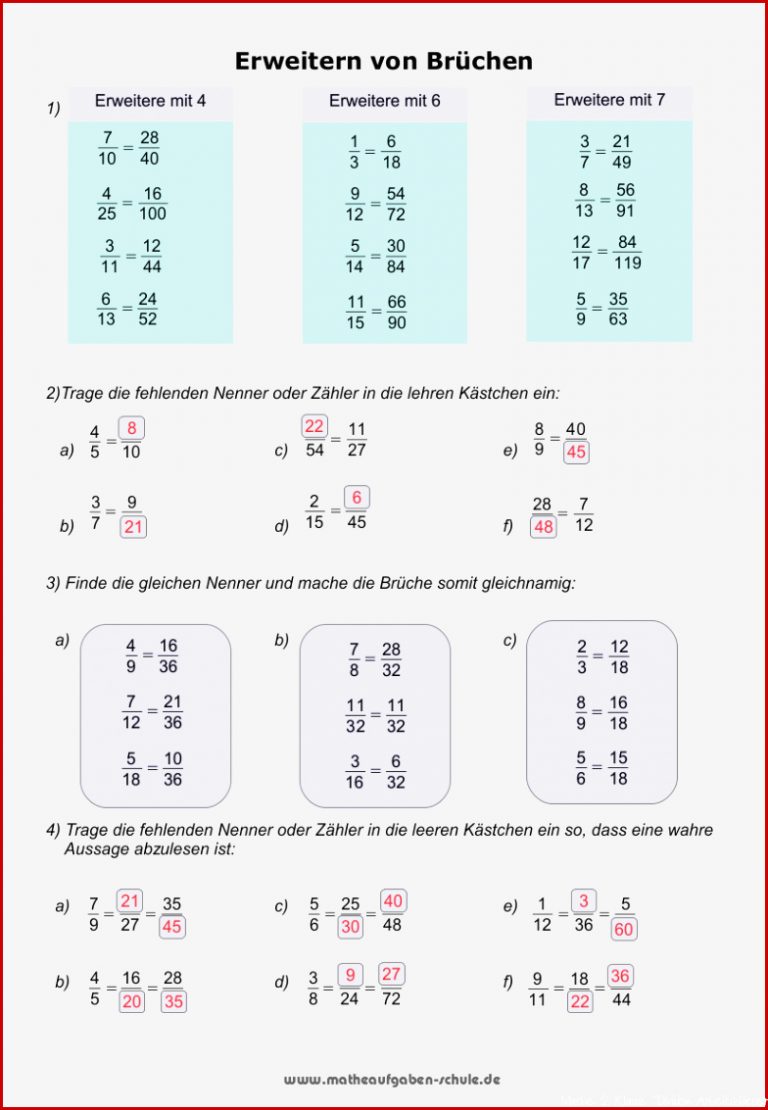 Mathematik Brüche Arbeitsblätter