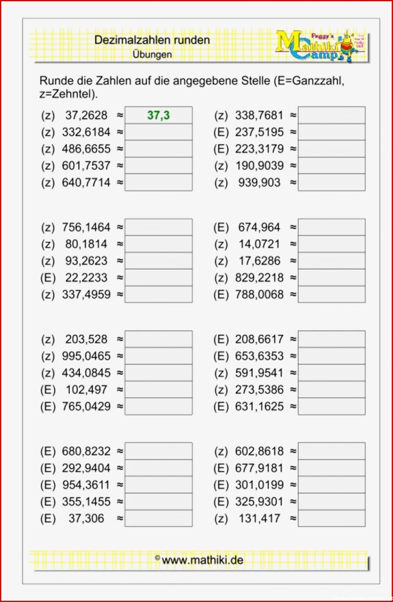 Mathematik Runden Von Zahlen 5 Klasse Arbeitsblätter