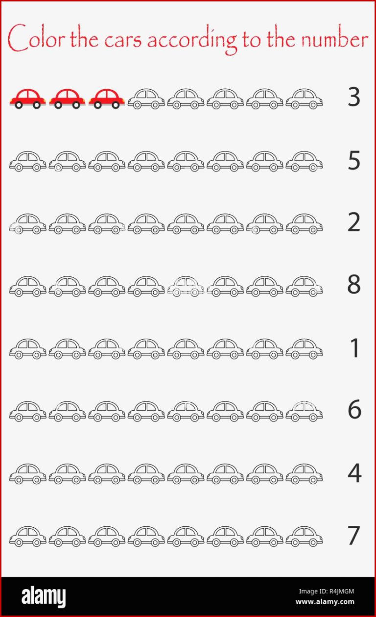 Mathematik Spiel für Kinder Anzahl und Farbe Autos