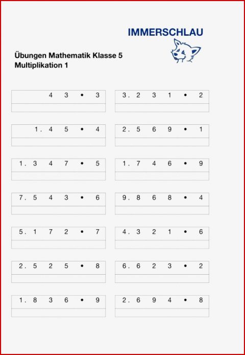 Mathematik Übungen Zur Schriftlichen Multiplikation