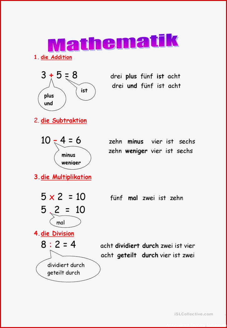 Mathematische Grundbegriffe Arbeitsblatt Kostenlose DAF