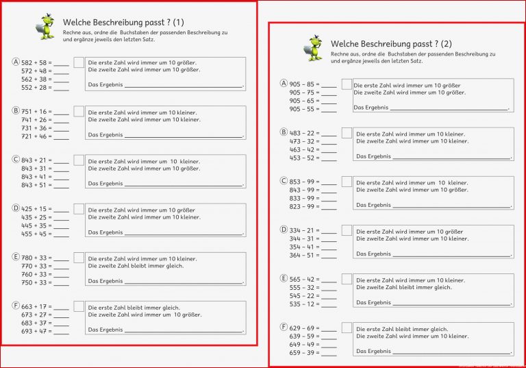 Mathemonsterchen Addition Und Subtraktion