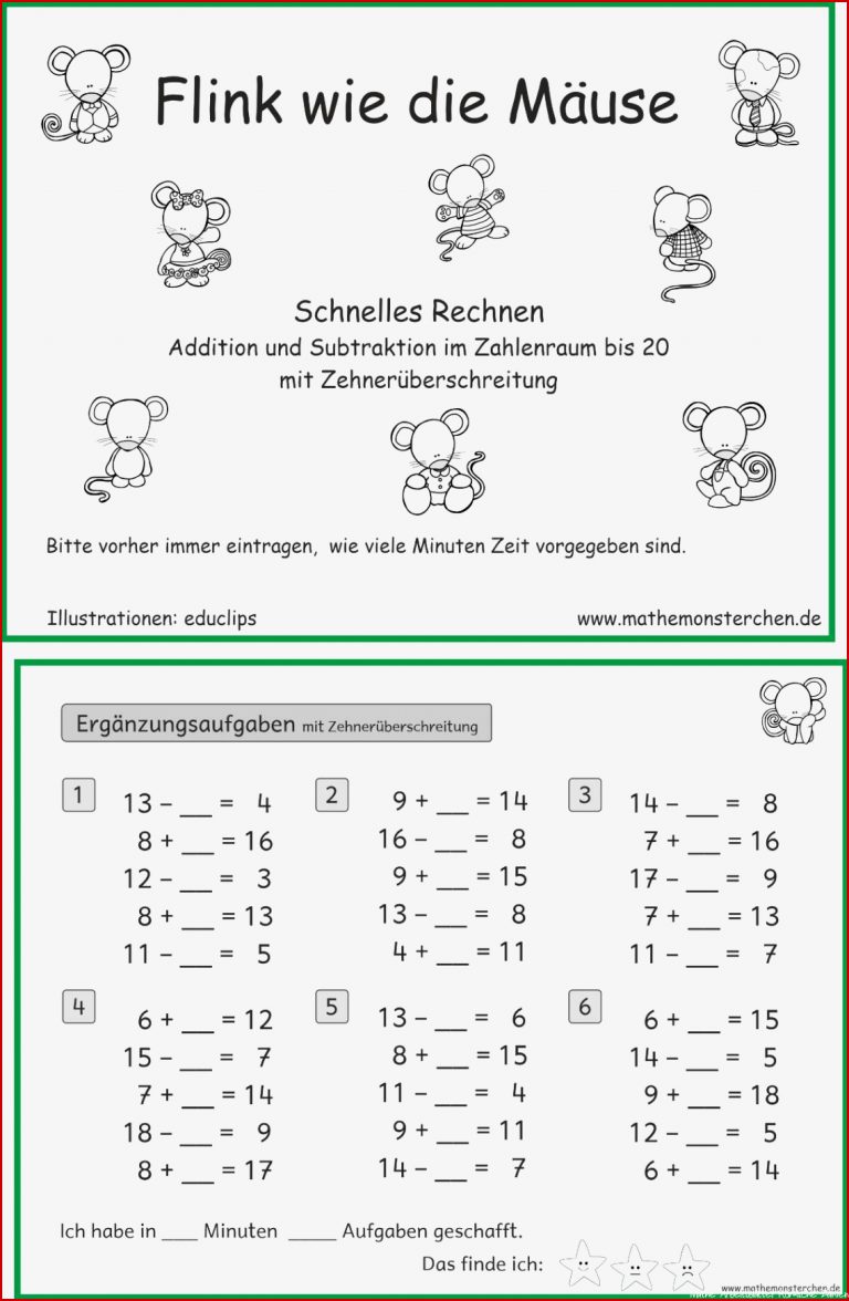 Mathemonsterchen Addition Und Subtraktion