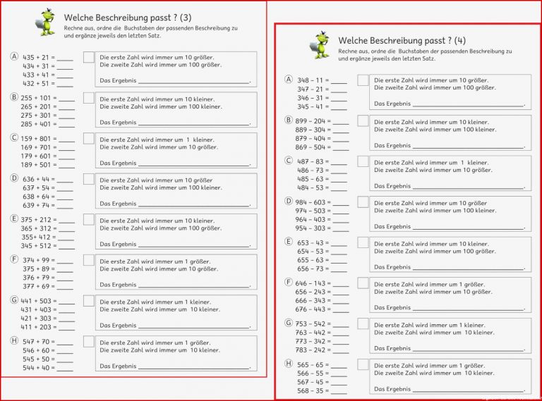 Mathemonsterchen Addition Und Subtraktion