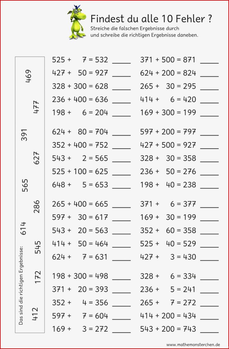 Mathemonsterchen Addition Und Subtraktion