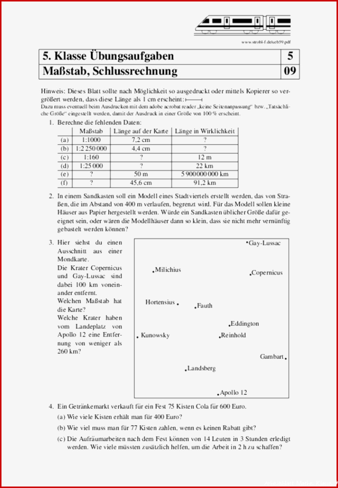 Matheübungen und Matheaufgaben 5 Klasse mit Lösungen