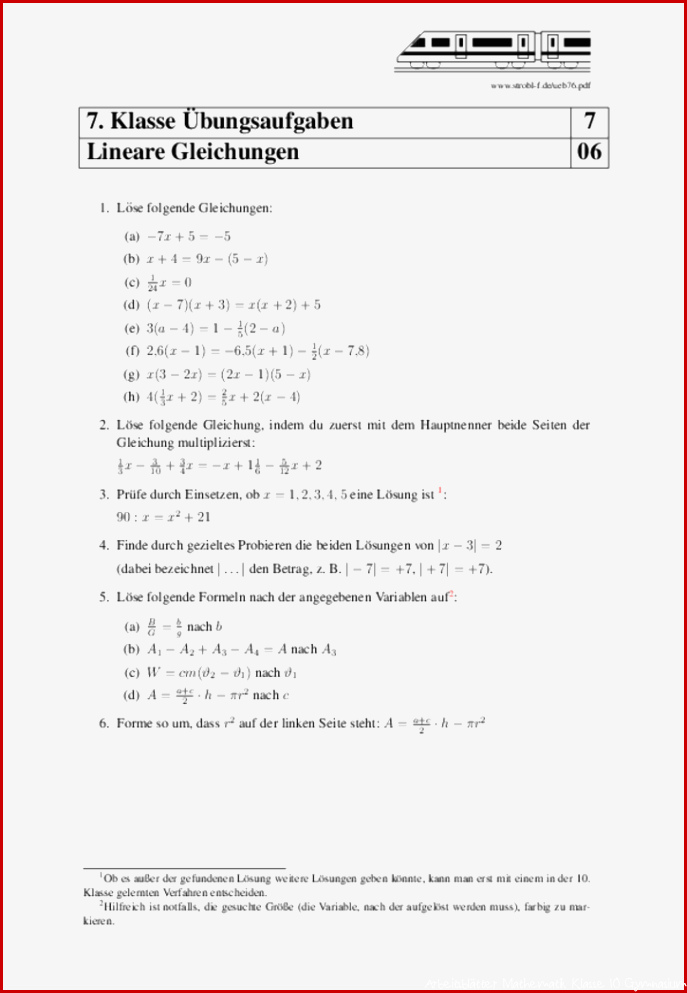 Matheübungen und Matheaufgaben 7. Klasse mit Lösungen