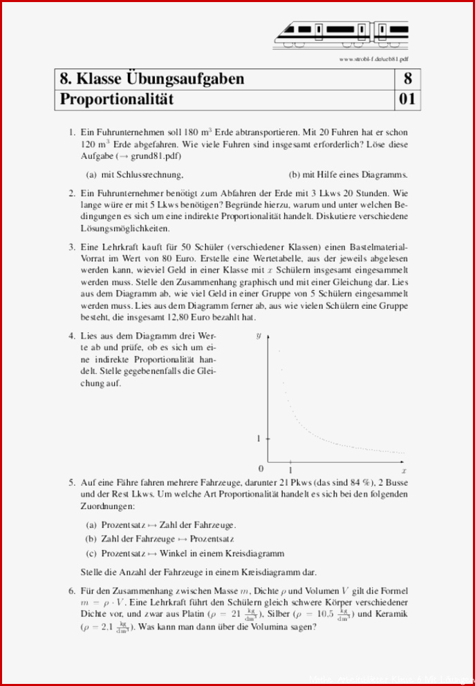 Matheübungen und Matheaufgaben 8 Klasse mit Lösungen