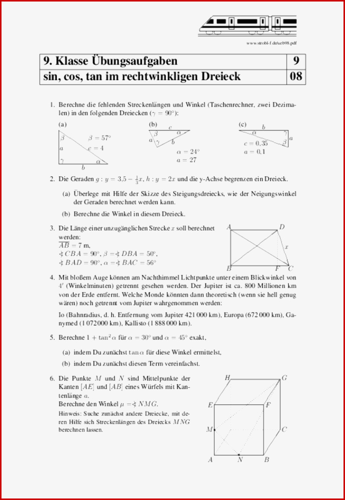 Matheübungen Und Matheaufgaben 9 Klasse Mit Lösungen