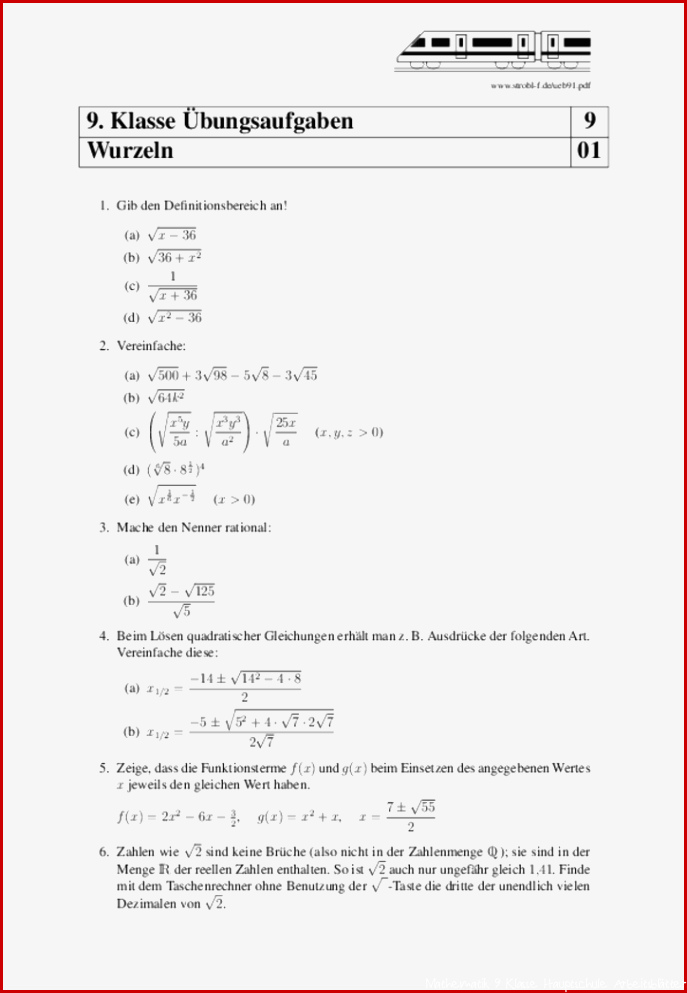 Matheübungen und Matheaufgaben 9 Klasse mit Lösungen zum Download Matheübungen und Matheaufgaben 9 Klasse mit Lösungen