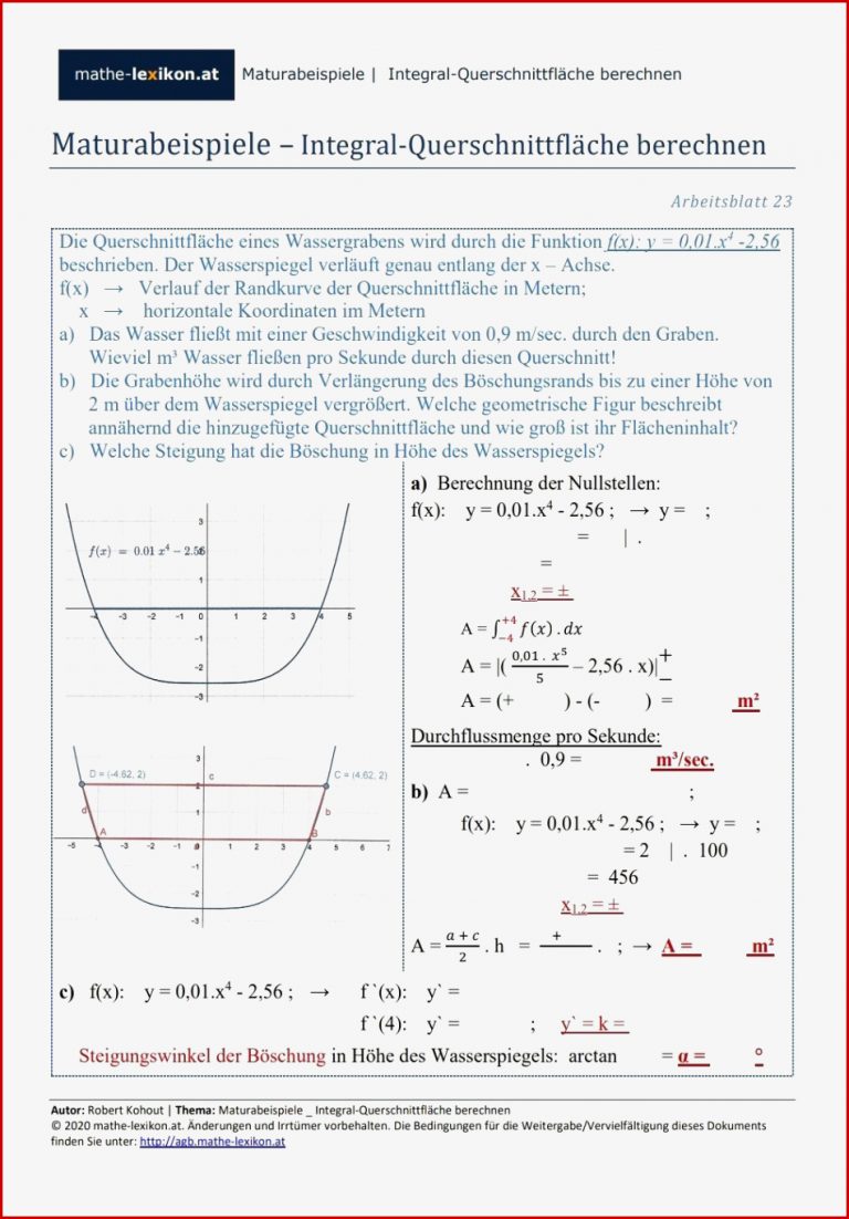 Maturabeispiel Integral Querschnittfläche