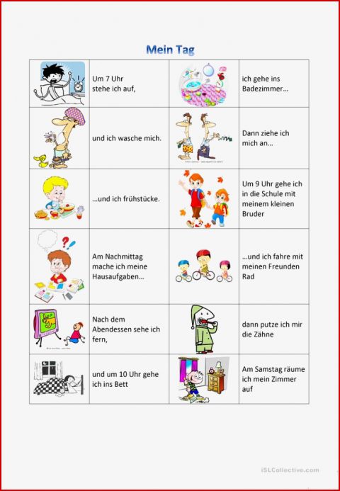 Mein Tag Arbeitsblatt Kostenlose Daf Arbeitsblätter