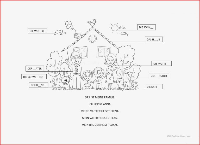 Meine Familie Deutsch Daf Arbeitsblatter